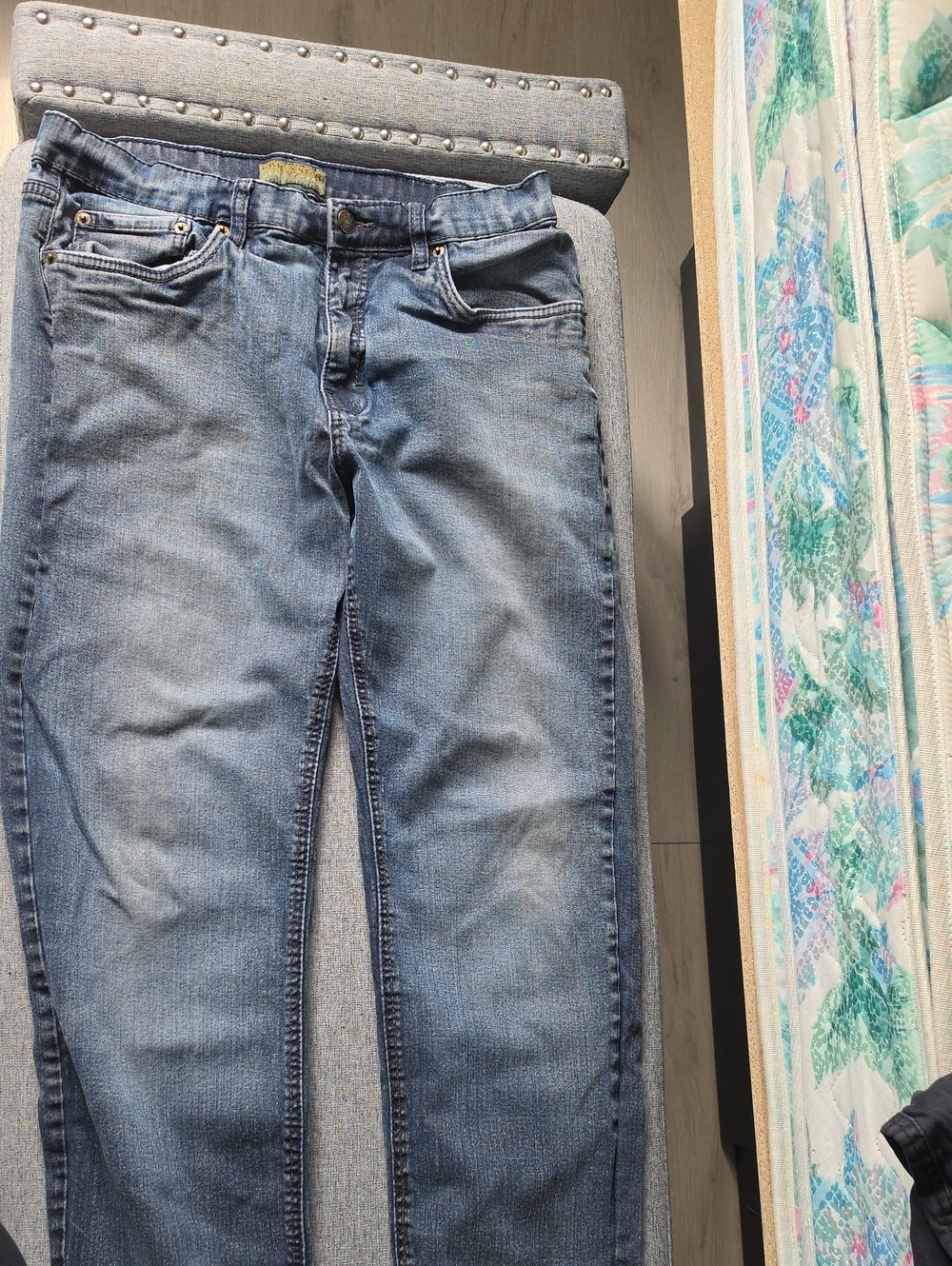 Slim Fit Men's Blue Denim Jeans - Casual Stretch Design 34x31